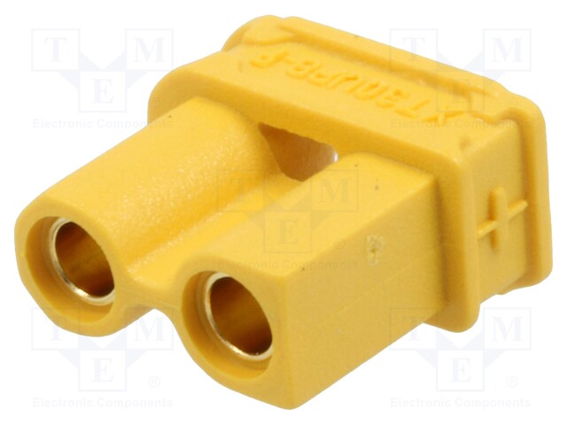 Socket; DC supply; XT30; female; PIN: 2; on PCBs; THT; Colour: yellow