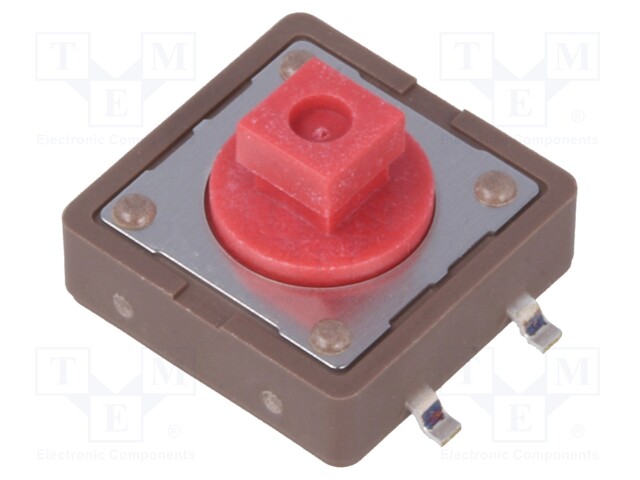 Microswitch TACT; SPST-NO; Pos: 2; 0.05A/12VDC; SMT; none; 2.6N