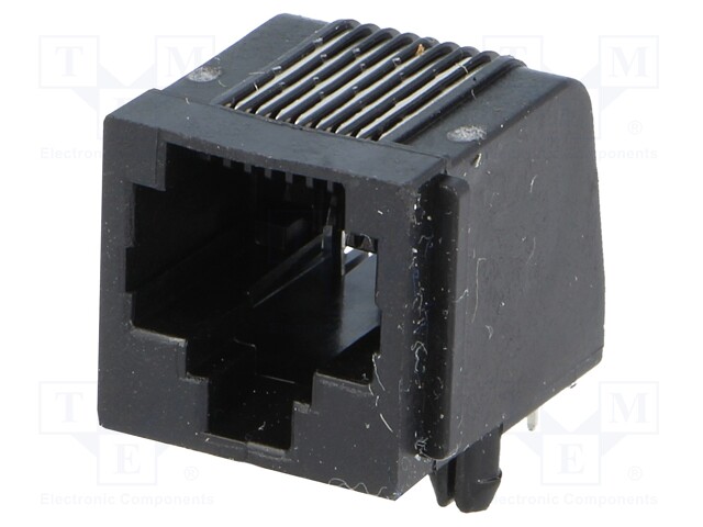 Socket; RJ45; PIN: 8; with panel stop blockade; Layout: 8p8c; THT