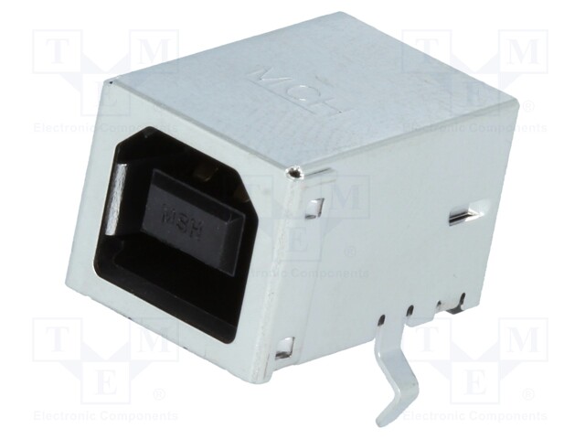 Socket; USB B; on PCBs; THT; PIN: 4; angled 90°; gold flash