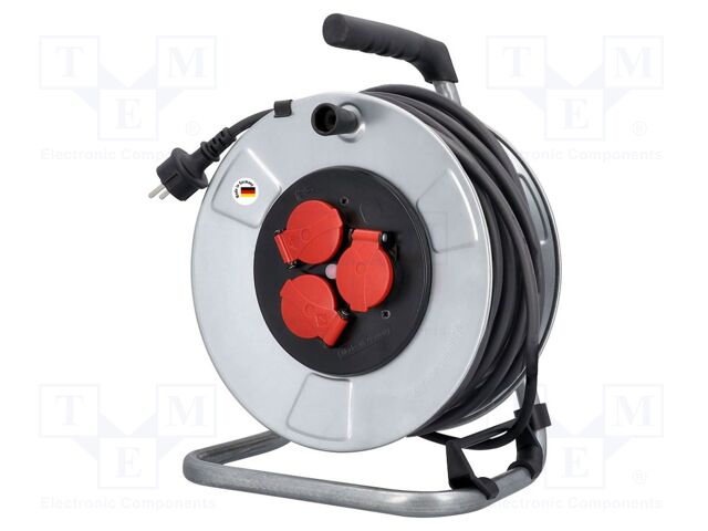 Extension lead; 3G1.5mm2; Sockets: 3; PVC; yellow; 25m; 16A