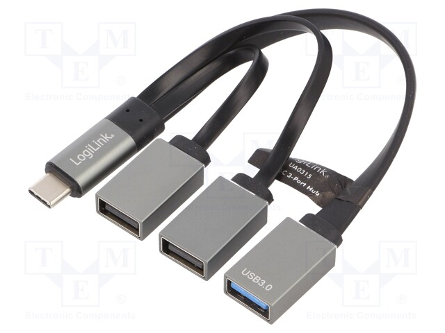 Hub USB; USB 3.0,USB 3.1; PnP; black; Number of ports: 3