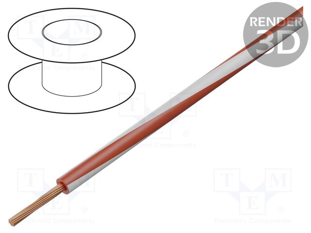 Wire; LgY; stranded; Cu; 1.5mm2; red-white; PVC; 300/500V; 100m