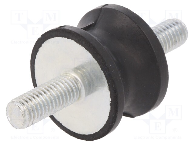 Vibration damper; M8; Ø: 30mm; rubber; L: 20mm; Thread len: 20mm