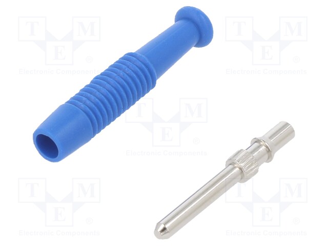 Plug; 2mm banana; 6A; 60VDC; blue; nickel plated; Overall len: 37mm