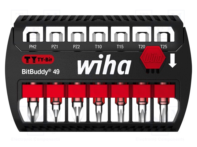 Screwdriver bits; Pcs: 7; Package: plastic case; 49mm