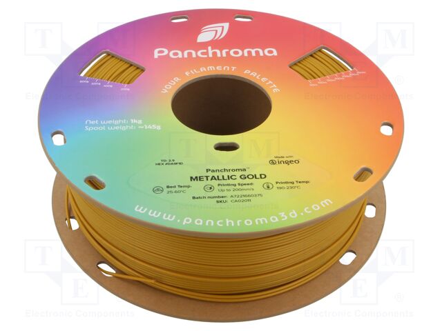 Filament: PLA; 1.75mm; metallic gold; 190÷230°C; 1kg; Panchroma™