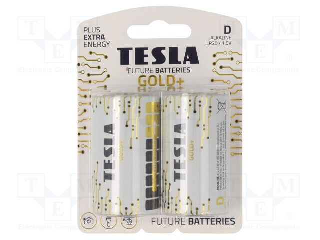 Battery: alkaline; 1.5V; D; non-rechargeable; Ø34.2x61.5mm; 2pcs.
