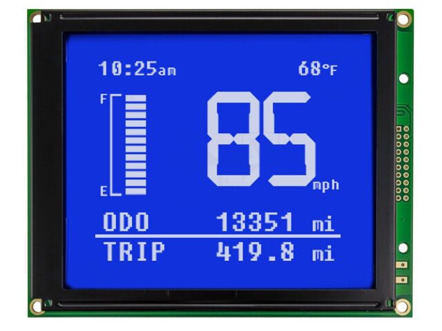 Display: LCD; 160x128; STN Negative; blue; 129x102mm; LED; 2x10