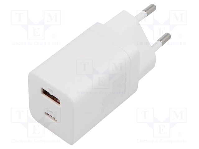 Power supply: switching; mains,plug-in; 5÷20VDC; 30W; white; 3A