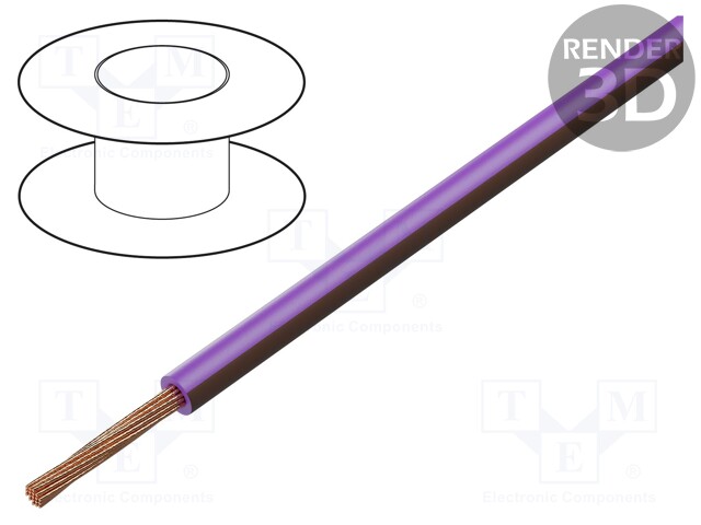 Wire; H05V-K,LgY; stranded; Cu; 2.5mm2; PVC; violet-brown; 50m