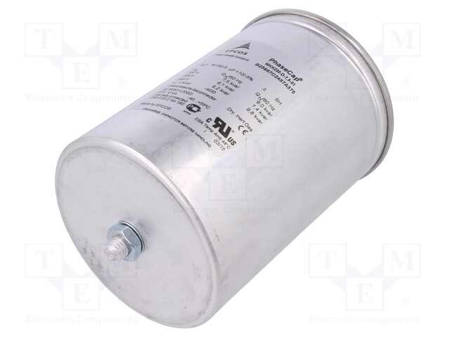 Capacitor: polypropylene; three phase; Q@50Hz: 7.5kVAR; 230VAC