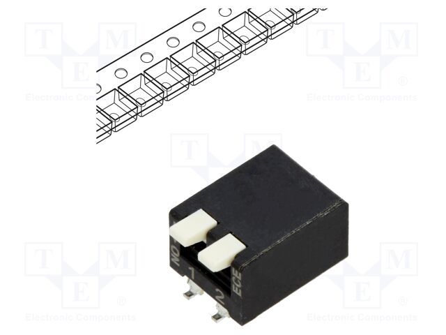Switch: DIP-SWITCH; Poles number: 2; OFF-ON; 25mA/24VDC; Pos: 2/2