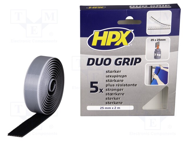 Tape: fixing; W: 25mm; L: 2m; D: 3.1mm; synthetic rubber; black