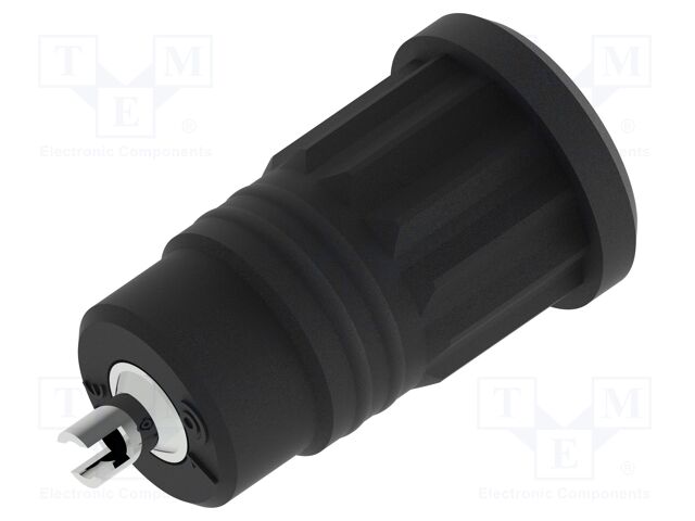 Connector: 4mm banana; socket; 25A; black; nickel plated; soldered