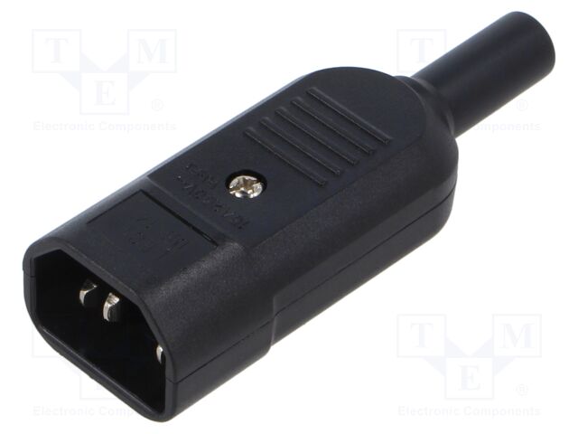 Connector: AC supply; plug; male; 10A; IEC 60320; C14 (E); straight