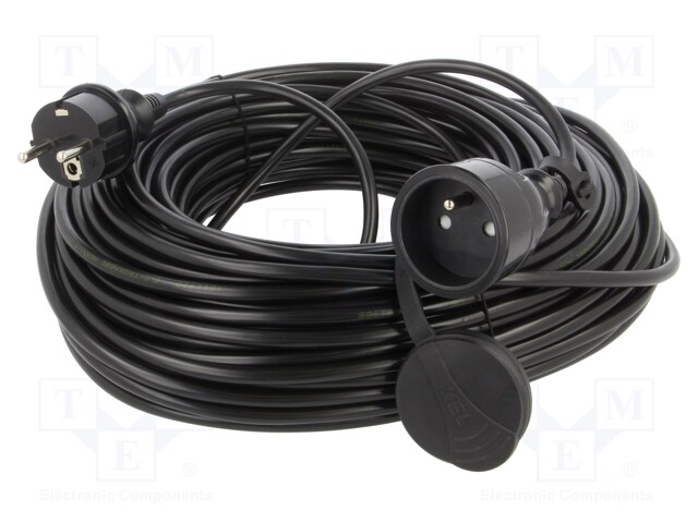 Extension lead; Sockets: 1; PVC; black; 3x1mm2; 40m; 10A; STANDARD