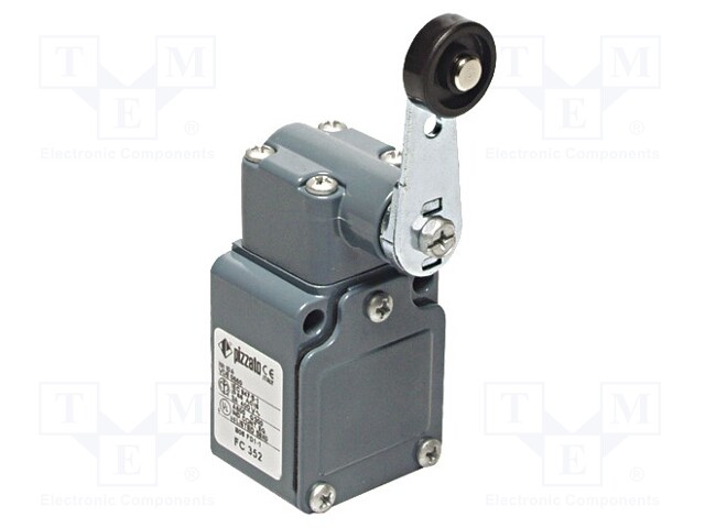 Limit switch; lever R 49mm, plastic roller Ø20mm; NO + NC; 6A