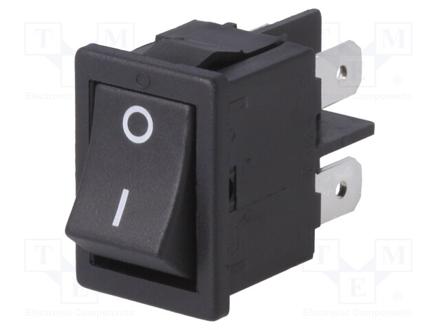 ROCKER; DPST; Pos: 2; OFF-ON; 16A/250VAC; black; IP40; none; 100mΩ