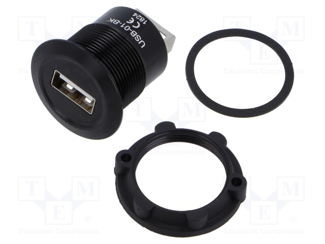 Adapter; USB A socket,both sides; USB 2.0; Thread: M22; 1÷10mm