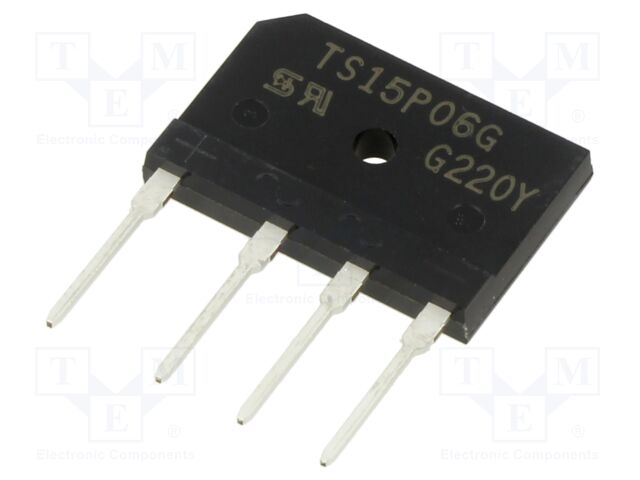 Bridge rectifier: single-phase; 15A; flat; THT