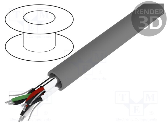 Wire; Alpha Essential C&C; 3x2x24AWG; PVC; dark grey; 300V; 305m