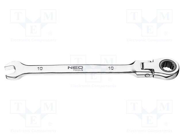 Wrench; combination spanner,with ratchet,with joint; 10mm