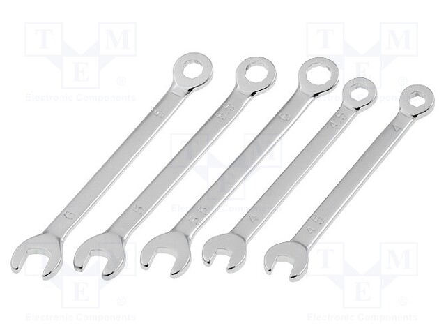 Key set; combination spanner; steel; Pcs: 5