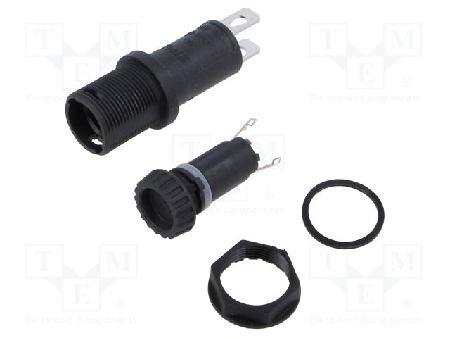 Fuse holder; cylindrical fuses; 5x20mm; 10A; Mounting: on panel
