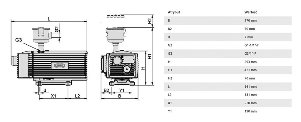 Vacuum pump; IP55; 48m3/h; 1.3kW; EVE-TR; 60Hz; 230VAC,460VAC