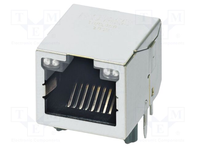 Socket; RJ45; PIN: 8; gold-plated; Layout: 8p8c; on PCBs; THT