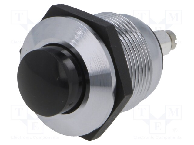 Switch: push-button; Pos: 2; SPST-NO; 0.25A/250VAC; 2A/12VDC; black