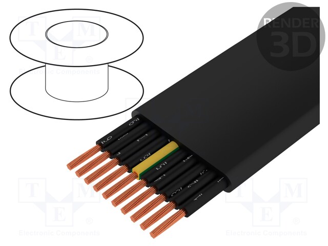 Wire; stranded; Cu; H07VVH6-F; 10G1,5mm2; unshielded; black; PVC