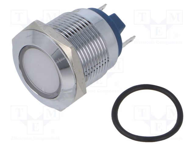 Indicator: LED; flat; 12VDC; 12VAC; Cutout: Ø19mm; brass