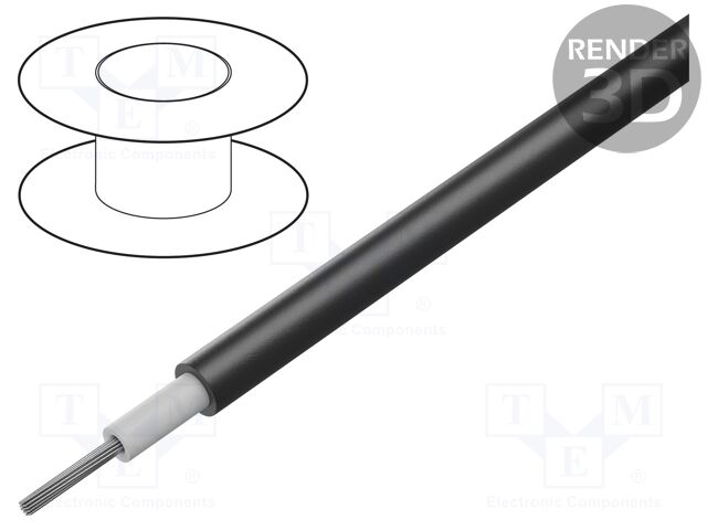 Wire; FlexiPlast-HV; 1x0.5mm2; stranded; Cu; TPE; black; 5kV; 100m