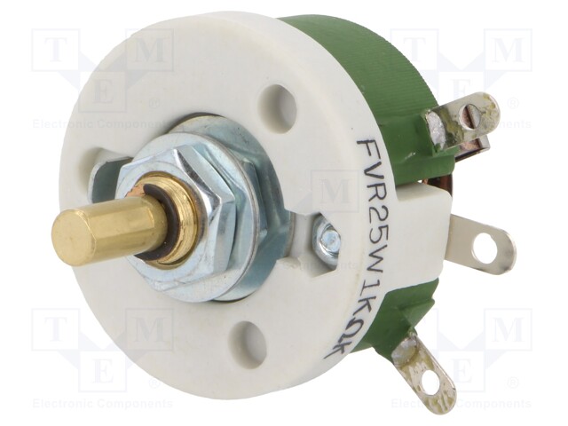 Potentiometer: shaft; single turn; 1kΩ; 25W; ±10%; 6mm; wirewound