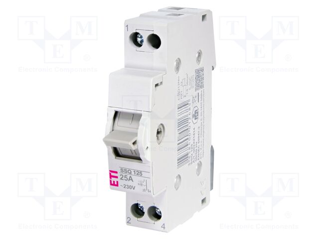 Mains-generator switch; Poles: 1; 230/400VAC; 25A; IP20