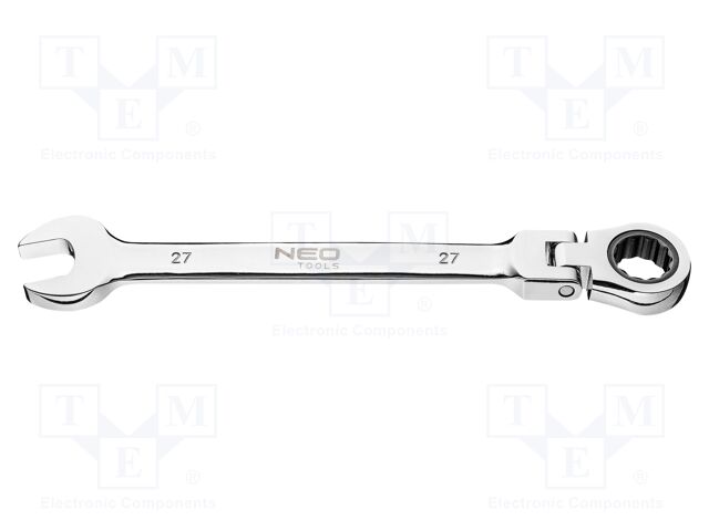 Wrench; combination spanner,with ratchet,with joint; 27mm