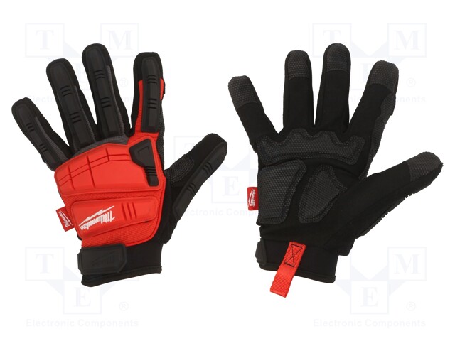 Protective gloves; Size: 9,L; black/red; Resistance to: impact