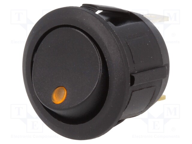 ROCKER; SPST; Pos: 2; OFF-ON; 20A/14VDC; yellow; LED 14VDC,point