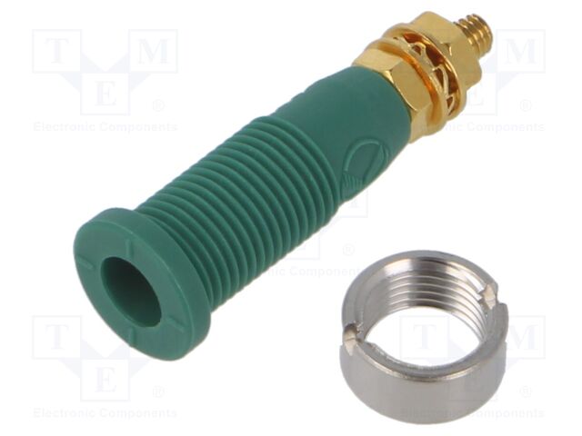 Connector: 2mm banana; socket; 10A; 1kV; 31mm; green; M3,screw