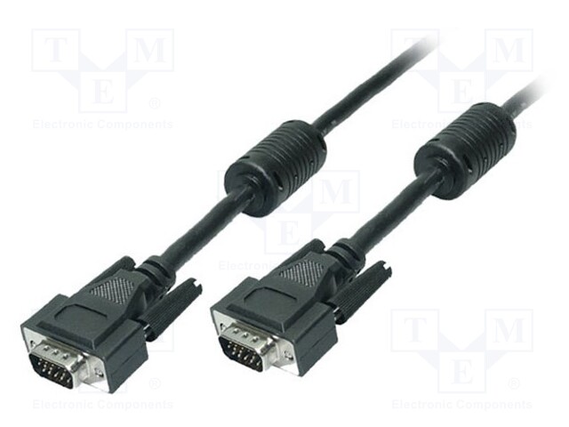 Cable; D-Sub 15pin HD plug,both sides; black; 3m