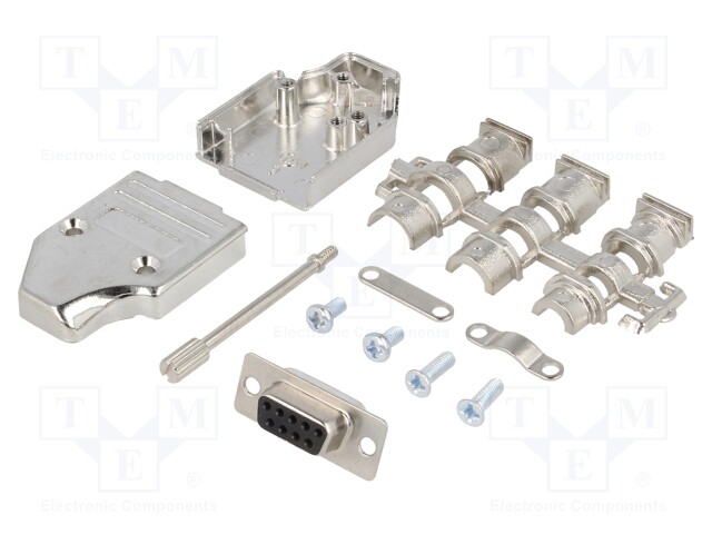 D-Sub; PIN: 9; plug; female; stamped and formed contacts; angled