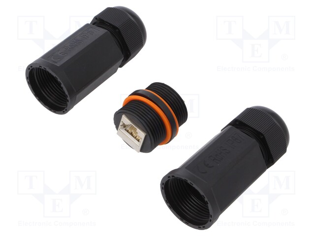Socket; coupler; Cat: 6a; shielded; Layout: 8p8c; RJ45 socket x2