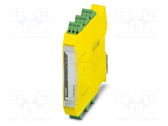 Safety Relay, IO-Link, 24 VDC, DPST-NO, PSR-MC42 Series, DIN Rail, 6 A, Spring Cage