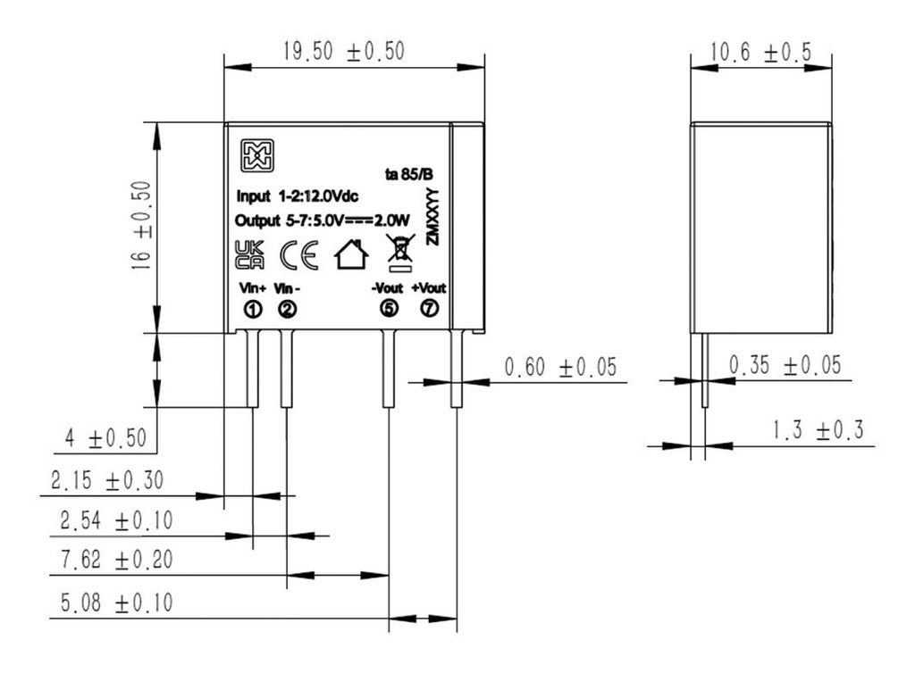 Converter: DC/DC; 1W; Uin: 4.5÷5.5VDC; Uout: 9VDC; Iout: 111mA; PCB