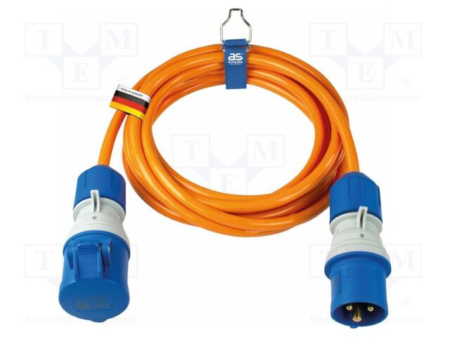 Extension lead; 3G2.5mm2; Sockets: 1; PUR; orange; 5m; 16A