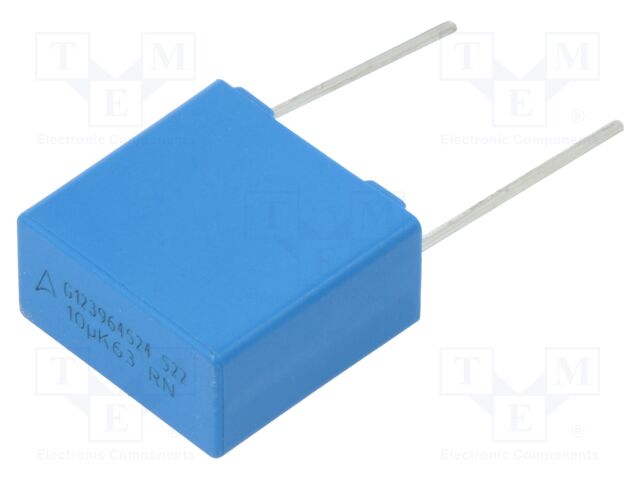 Capacitor: polyester; 10uF; 40VAC; 63VDC; 15mm; ±10%; 9x17.5x18mm