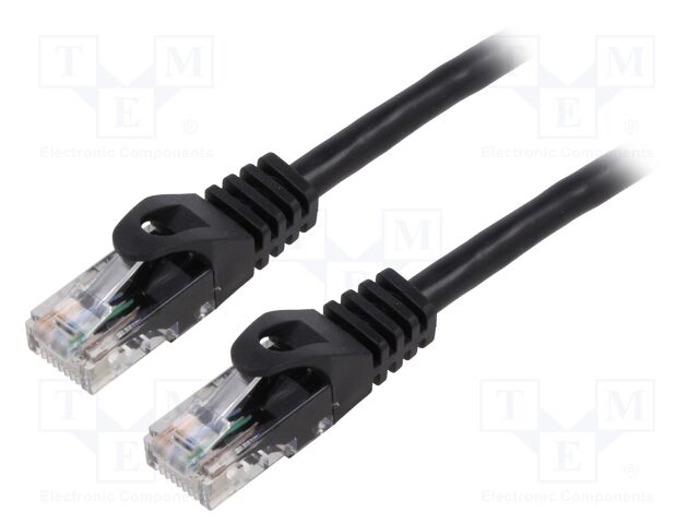 Patch cord; U/UTP; 6; stranded; Cu; LSZH; black; 0.25m; 26AWG