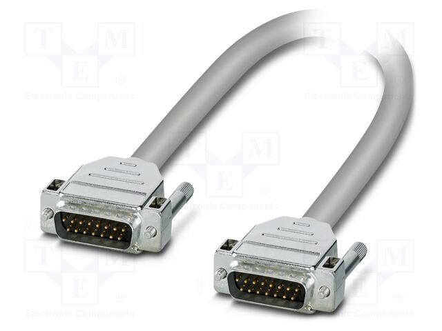 Cable; D-Sub 15pin plug,both sides; PVC; Len: 3m; grey; Core: Cu